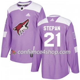 Adidas Maillot de Hockey Arizona Coyotes Derek Stepan 21 2017-2018 Violet Fights Cancer Practice Authentic - Homme